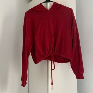 Burgundy sweater with adjustable strings